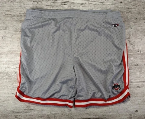 Vintage Pro Player Ohio State Shorts Mens XL Gray Red Striped Basketball Mesh Cover