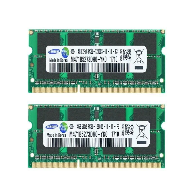 SAMSUNG 1600MHZ 8GB DDR3L RAM For Notebook Laptop PC3L-12800S DIMM 2pc 4GB 1.35V - Image 1 of 4