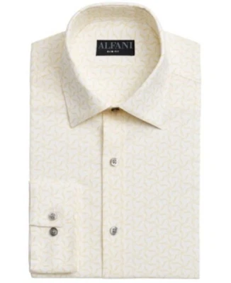 Camisa de vestir Alfani de rendimiento elástica bidireccional calce ajustado para hombre en amarillo-14-14,5 32 Foto 1 de 4