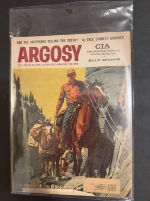 ARGOSY MAGAZINE AUGUST 1957 ERLE STANLEY GARDNER SAM SHEPPARD BILLY GRAHAM CIA - Image 1 of 3