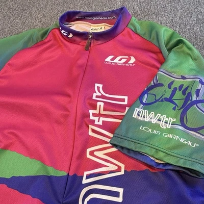 VTG Louis Garneau Cycling Jersey Men’s Sz M Green USA 3/4 Zip Short Sleeve Shirt - Image 1 of 4