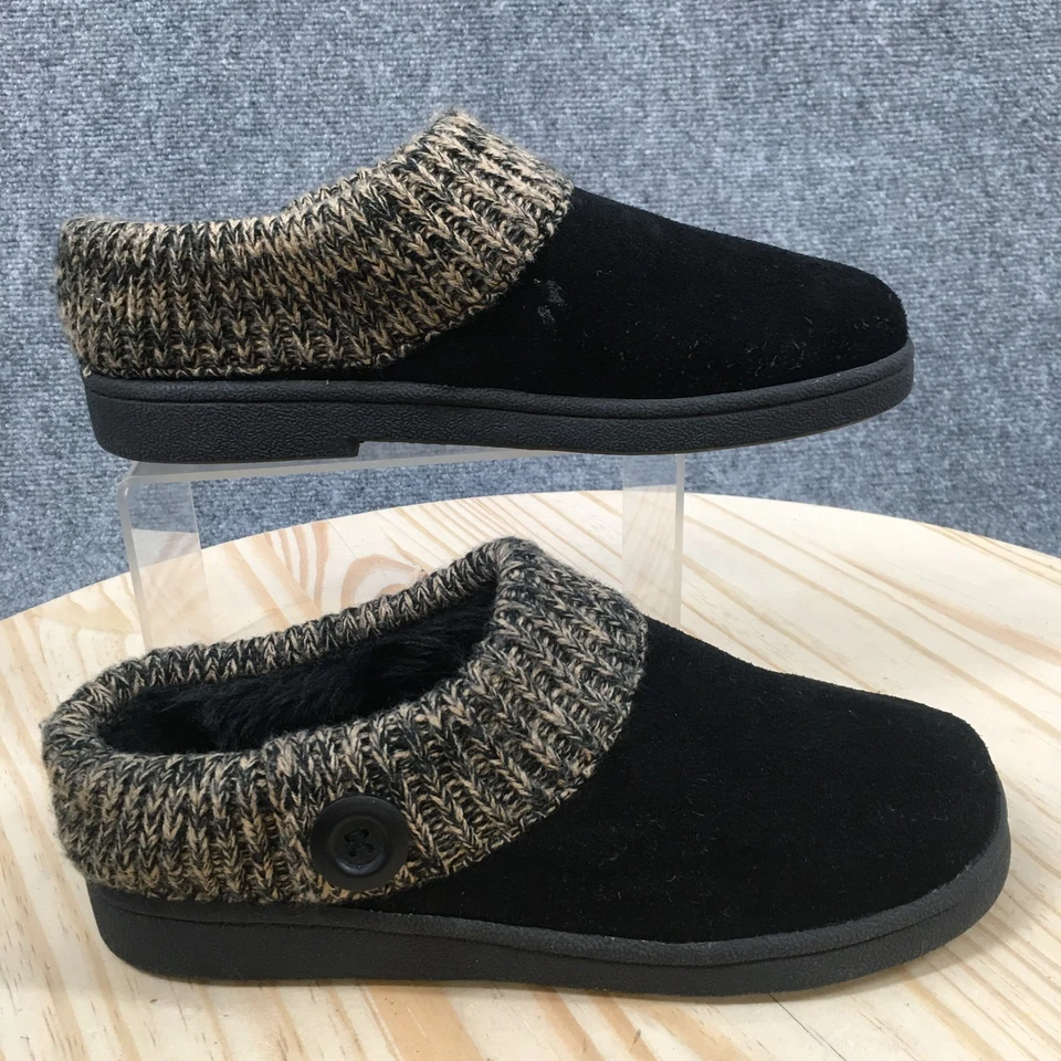 Chinelos Clarks Feminino 9 M Gola de Malha Tamanco Couro Preto Casual Conforto Parte Superior Baixa - Imagem 1 de 4