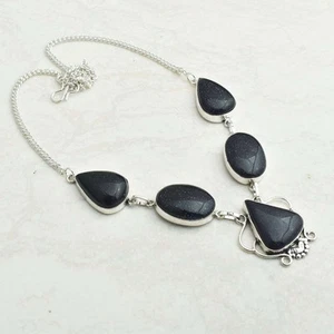 Collana fatta a mano etnica pietra del sole blu gioielli regalo 33 grammi AN 86038 - Foto 1 di 1