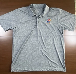 Champion Kansas Jayhawks Polo Shirt Mens XL Gray NCAA Basketball KU Golf - Picture 1 of 4
