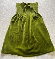 Vtg Juicy Couture Velour Tube Top Ruched Mini Dress Size Medium Olive Green