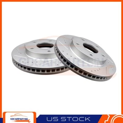 Brake Front Disc Rotors Drilled & Slotted For GMC JIMMY 1998 -2003 2004 2005 - Imagem 1 de 4