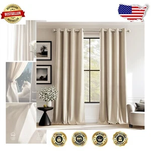 Soft Velvet Grommet Drapes - 96" Room Darkening, Noise Reducing Curtains (2 Pcs) - Picture 1 of 11