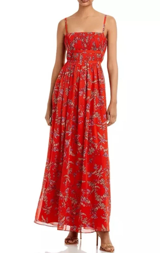 Aqua L59207 Womens Paprika Floral Square Neck Evening Dress Size 2