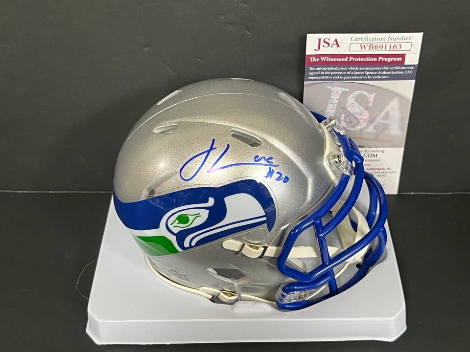 Julian Love Seattle Seahawks Signed Throwback Riddell Speed Mini Helmet JSA - Image 1 of 1