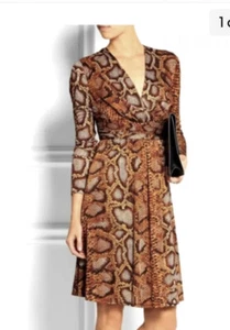 Altuzarra für Target Kleid 8 Schlangenhaut Python Druck Langarm V-Ausschnitt seidig - Bild 1 von 4