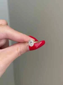 14K Gold Finish 1.50Ct Oval Cut Lab Created Diamond Women's Engagement Gift Ring - Picture 1 of 9
