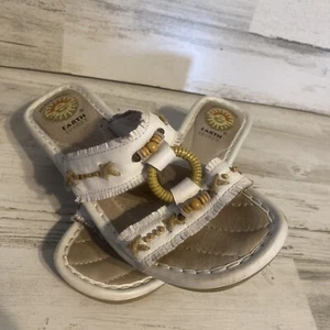 Earth Spirit Women's White Magnolia Beaded Slide Sandals Size 7 - Picture 1 of 13