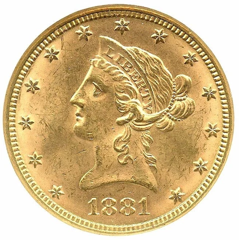 1881 $10 Gold Liberty Eagle, NGC MS-63, Attractive Flashy and Bright Gold Coin! Cover
