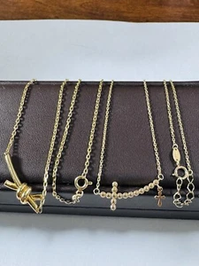 18K 750 Gold Two (2) Sets of Necklace Love Knot & Cross Set 16/17” long 6.7g - Picture 1 of 24