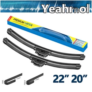 Yeahmol 22" 20" Fit For KIA Soul 2018 Bracketless Window Wiper Blades (set of 2) - Picture 1 of 5