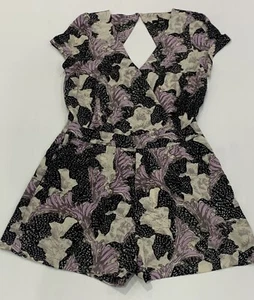 Ladies size 10 Purple & Black SPORTSGIRL Summer Shortalls / Play suit *VGC* - Picture 1 of 5