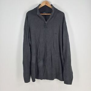 Rodd and Gunn mens knit jumper size 2XL grey 1/4 zip cotton long sleeve 052355
