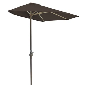 Blue Star Group Off-the-wall Brella Sunbrella 9 Ft. Half Umbrella Chocolate - Picture 1 of 7
