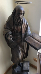 Antique life size Santos-style wood carved sculpture of St. George- we ship! - Picture 1 of 1