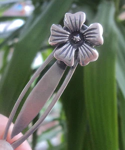 Vintage Sterling Silber Floral / Blume Lesezeichen / Page Marker um 1970/80er Jahre - Bild 1 von 4
