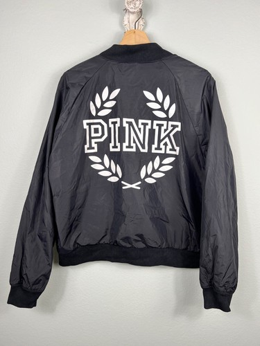 UNDERCOVER Bomber ROSA Victoria’s Secret donna nero manica lunga full zip TG L