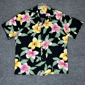 Camicia hawaiana succo d'ananas uomo grande nera Aloha AOP manica corta adulto - Foto 1 di 6