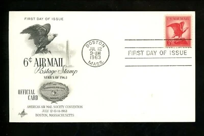 US FDC #C67 AAMS Air Mail Society / Artcraft Card M-1 1963 Boston MA Bald Eagle - Image 1 of 2