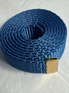 Vtg Canvas Blue Belt strap With Brass End 35”/.75” Strap Only See Pics - Picture 1 of 5