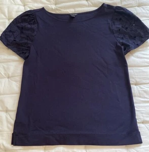 NWOT An Taylor Puff Sleeve Navy Shirt Top Sz XS - Bild 1 von 5