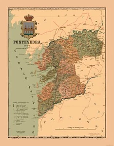 Historic Map - Pontevedra Spain - Martine 1904 - 23 x 29.49 - Vintage Wall Art - Picture 1 of 20