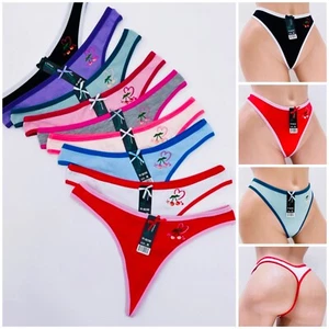 Lot 6 Cotton Thong Underwear Women Soft Sexy Lingerie Panties Thongs Heart 2165 - Picture 1 of 9