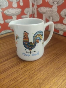 Vintage BERGGREN Traynor Sweden Folk Art ROOSTER CREAMER Mini Pitcher 3 1/2" - Picture 1 of 6