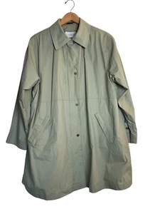 London Fog Light Green Women’s Trench Coat Detachable Hood Medium Raincoat Long - Picture 1 of 11