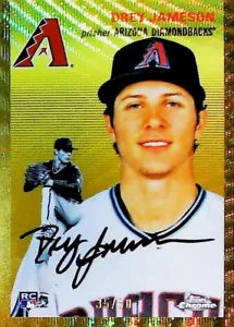2023 TOPPS CHROME PLATINUM ANNIVERSARY /50 GOLD WAVE #119 DREY JAMESON - Picture 1 of 2