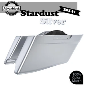 STARDUST SILVER Advanblack CVO Tapered Extended Saddlebag Fit 14+ Harley Touring - Picture 1 of 7