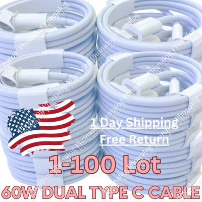 60W Type C to Type C Fast Charger Charging Cord PD Cable For Samsung WHOLESALE - Image 1 of 4