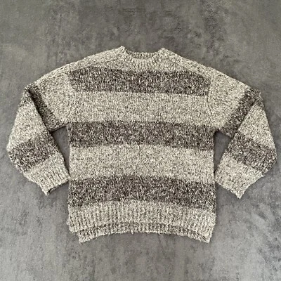 Zara Kids Chunkey Knit Sweater Girls Sz 10 Striped Gray Tone Crew Neck Pullover - Image 1 of 4