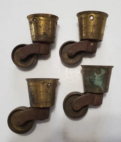 Antique Furniture Dresser Brass Steel Casters Wheels Cover