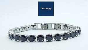Bracciale tennis uomo largo acciaio inox 316 L zirconi bianchi 6 mm - Foto 1 di 16