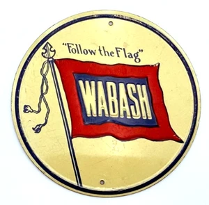 Vintage 1950er Post Müsli Eisenbahn Blechschild - Wabash Folge der Flagge - 3" - Bild 1 von 2
