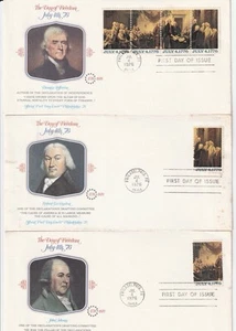 (3) 1976 USA BICENTENNIAL AMERICAN REVOLUTION FDC’S LIVINGSTON ADAMS JEFFERSON - Bild 1 von 2