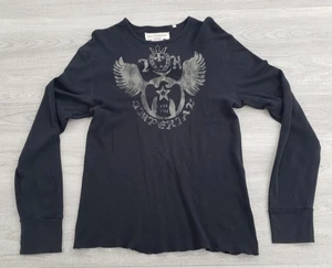 Vintage Y2k Guess Jeans schwarz Langarm Strick T-Shirt Freizeit Streetwear XL 2006 - Bild 1 von 13