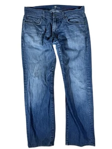 7 FOR ALL MANKIND Medium Wash Mid Rise The Straight Denim Jeans Women's Size 33 - Picture 1 of 24