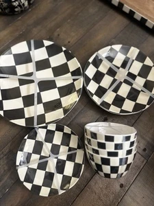 Black And White Checkered Dinnerware Set - Picture 1 of 5