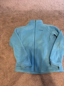Columbia Girls Fleece Jacket Aqua Blue Long-sleeve Full Zip Large 14/16 - Picture 1 of 3