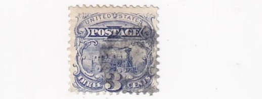 1869 STAMP US SCOTT 114 "Locomotive" 3 CENT PICTORIAL USED - O - Image 1 of 1