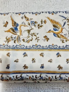 Tovaglia Acrilico Rivestito Tessuto Francese Moustiers Blu Floreale Crema 60x108 NUOVA - Foto 1 di 6