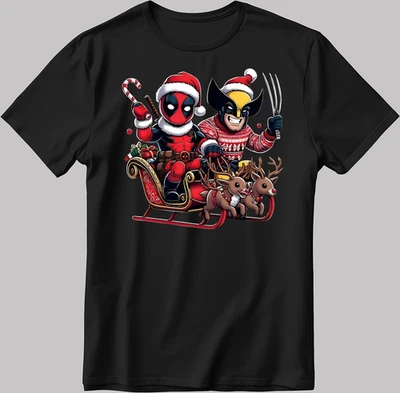 Camiseta Deadpool and Wolverine Navidad Blanca-Negro Hombre/Mujer KA90 Foto 1 de 4