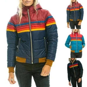 Aviator Nation 5 Stripe Lady Padded Quilted Puffer Biker Motorcycle Jacket Coats - Picture 1 of 14