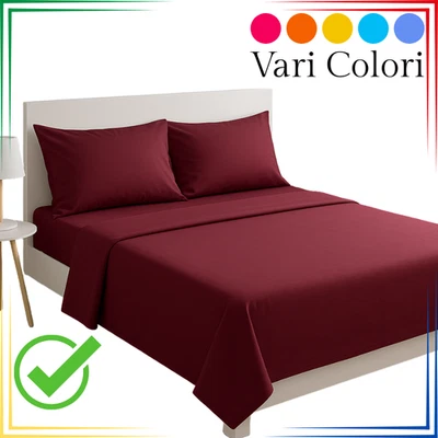 Completo Lenzuola Matrimoniale Tessier Cotone Colorato Qualità Convenienza - Immagine 1 di 4